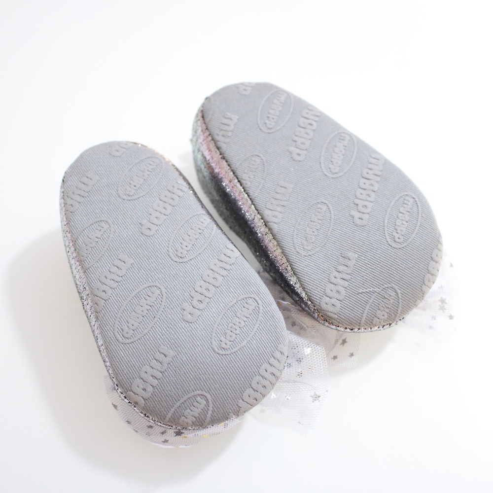Silver Statement Bow Princess Baby Girl Shoes - Picture 8 of 8